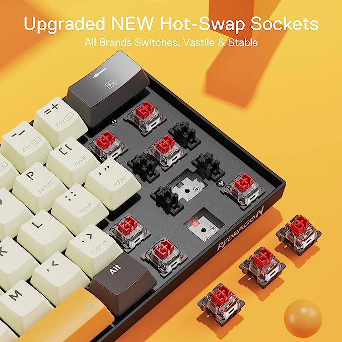 Redragon K644 SE 65% 3-Mode Wireless RGB Gaming Keyboard, 61 Keys Hot-Swappable Compact Mechanical Keyboard w/Upgrade Hot-Swap PCB Socket & Creative 1.2X Larger Size, Quiet Red Linear Switch Redragon K644 SE 65% 3-Mode Wireless RGB Gaming Keyboard, 61 Keys Hot-Swappable Compact Mechanical Keyboard w/Upgrade Hot-Swap PCB Socket & Creative 1.2X Larger Size, Quiet Red Linear Switch